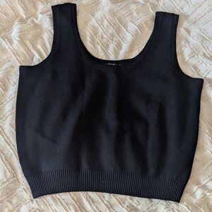 St. John Basics Santana Knit Tank Top Black Sleeveless Shell Made in USA Large